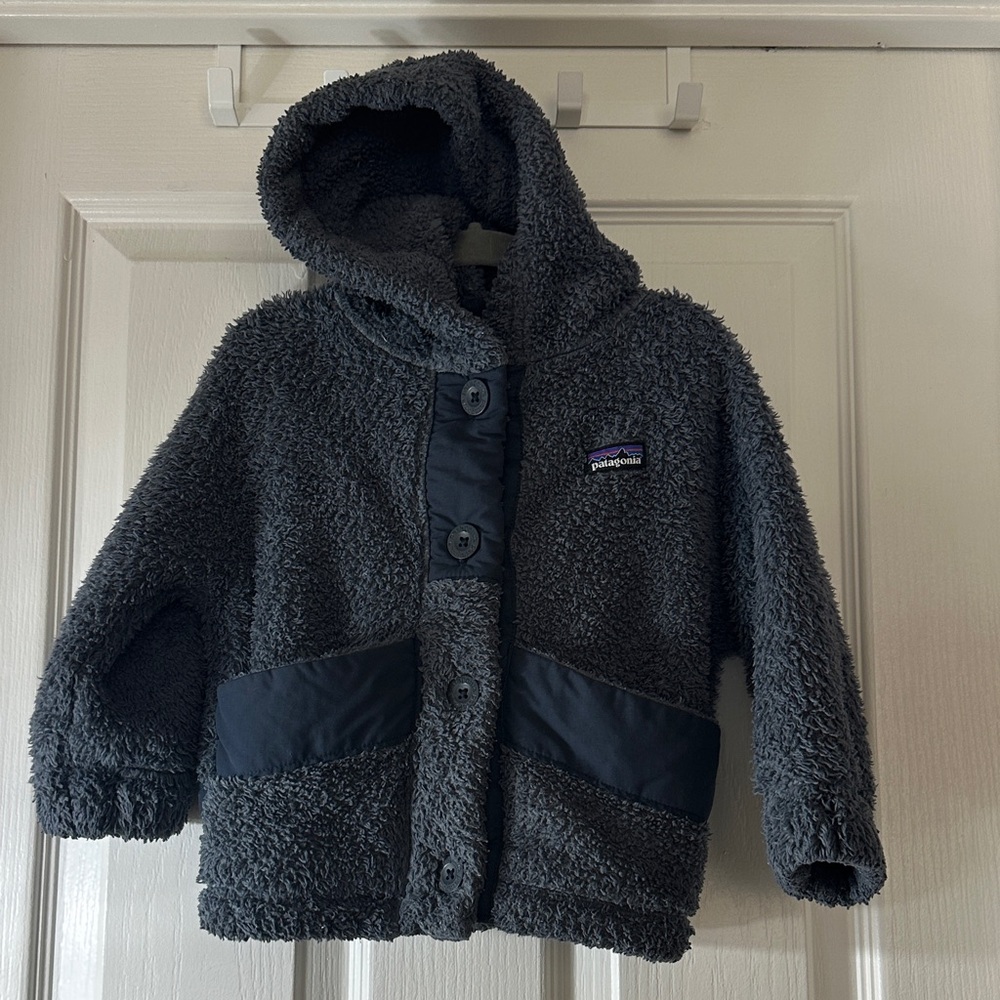 Patagonia Kids Hooded Puffer Jacket - Charcoal/Black